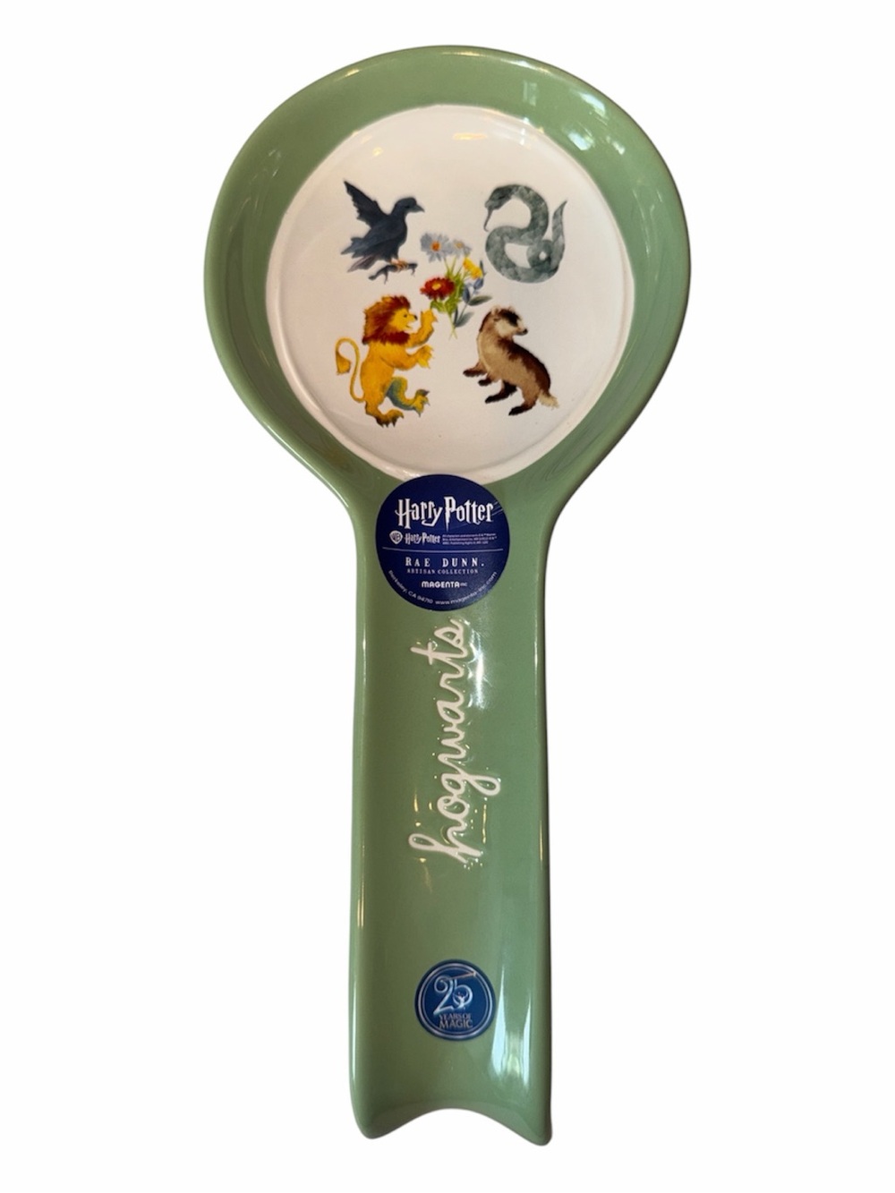 New 2026 Rae Dunn x Harry Potter Hogwarts Ceramic Spoon Rest Sage Green 25 Years